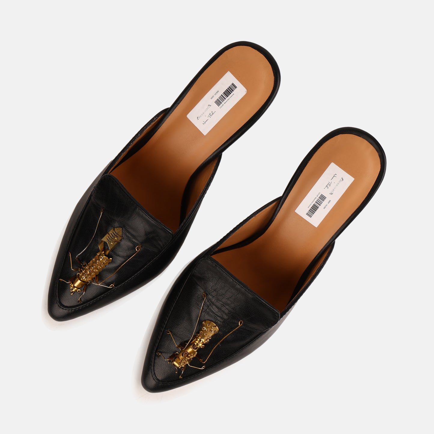 Black Insect Mule Heels
