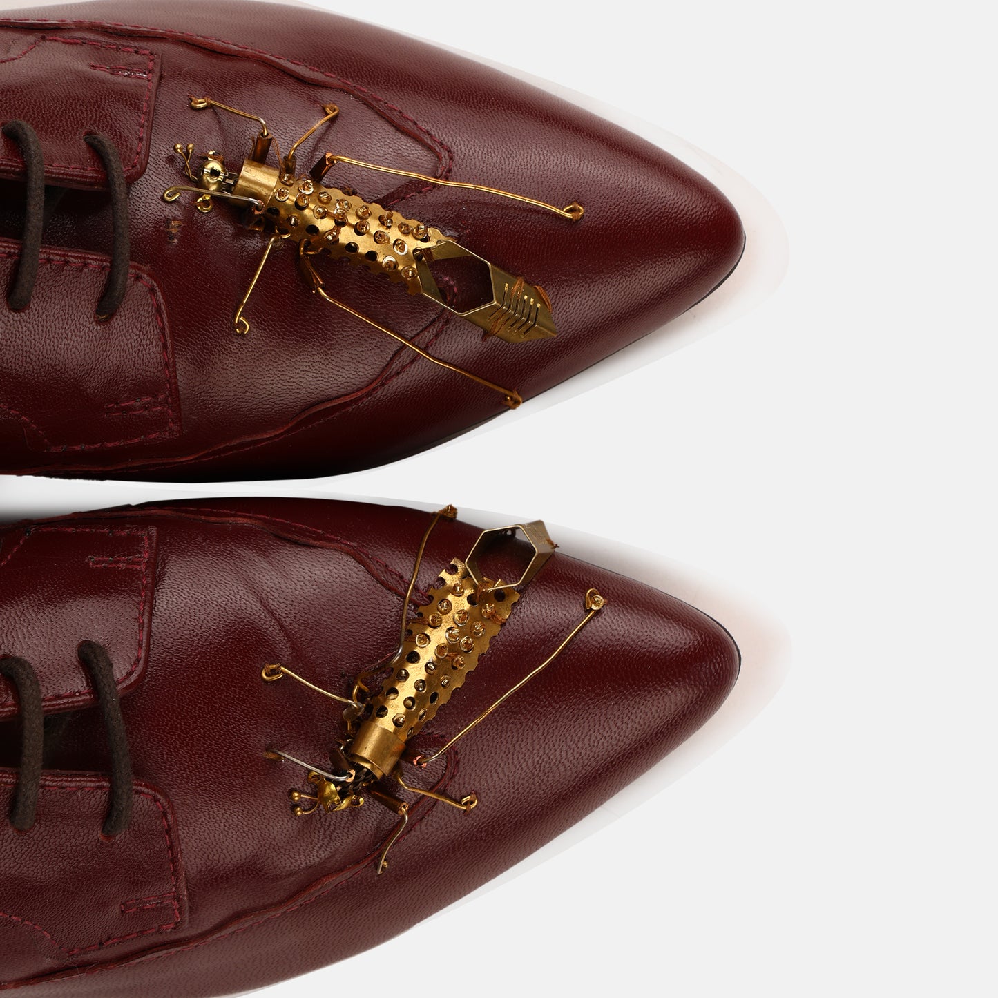 Maroon Insect Kitten Heel Mules