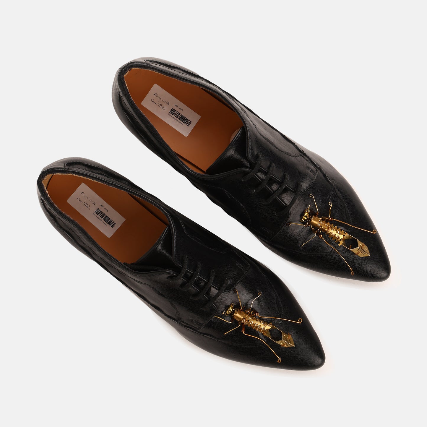 Black Insect Kitten Heel Mules