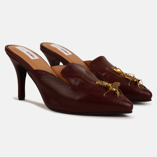 Maroon Insect Mule Heels