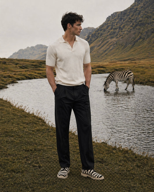 Black & Ivory Zebra Pattern Leather Derby