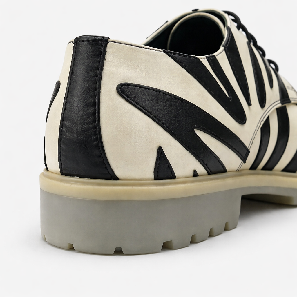 Black & Ivory Zebra Pattern Leather Derby