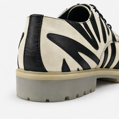 Black & Ivory Zebra Pattern Leather Derby