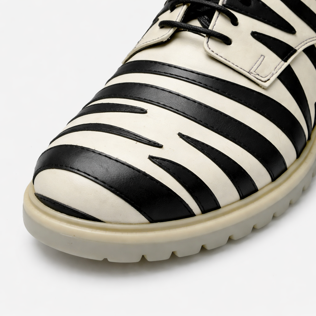 Black & Ivory Zebra Pattern Leather Derby