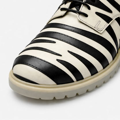Black & Ivory Zebra Pattern Leather Derby