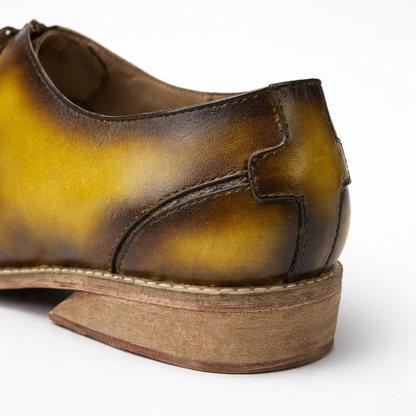 Hand-Burnished Yellow Leather Zip Oxford