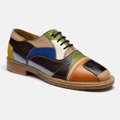 Multi-Panel Leather Patchwork Oxford