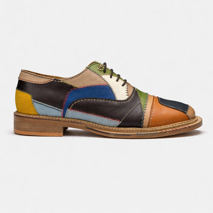 Multi-Panel Leather Patchwork Oxford