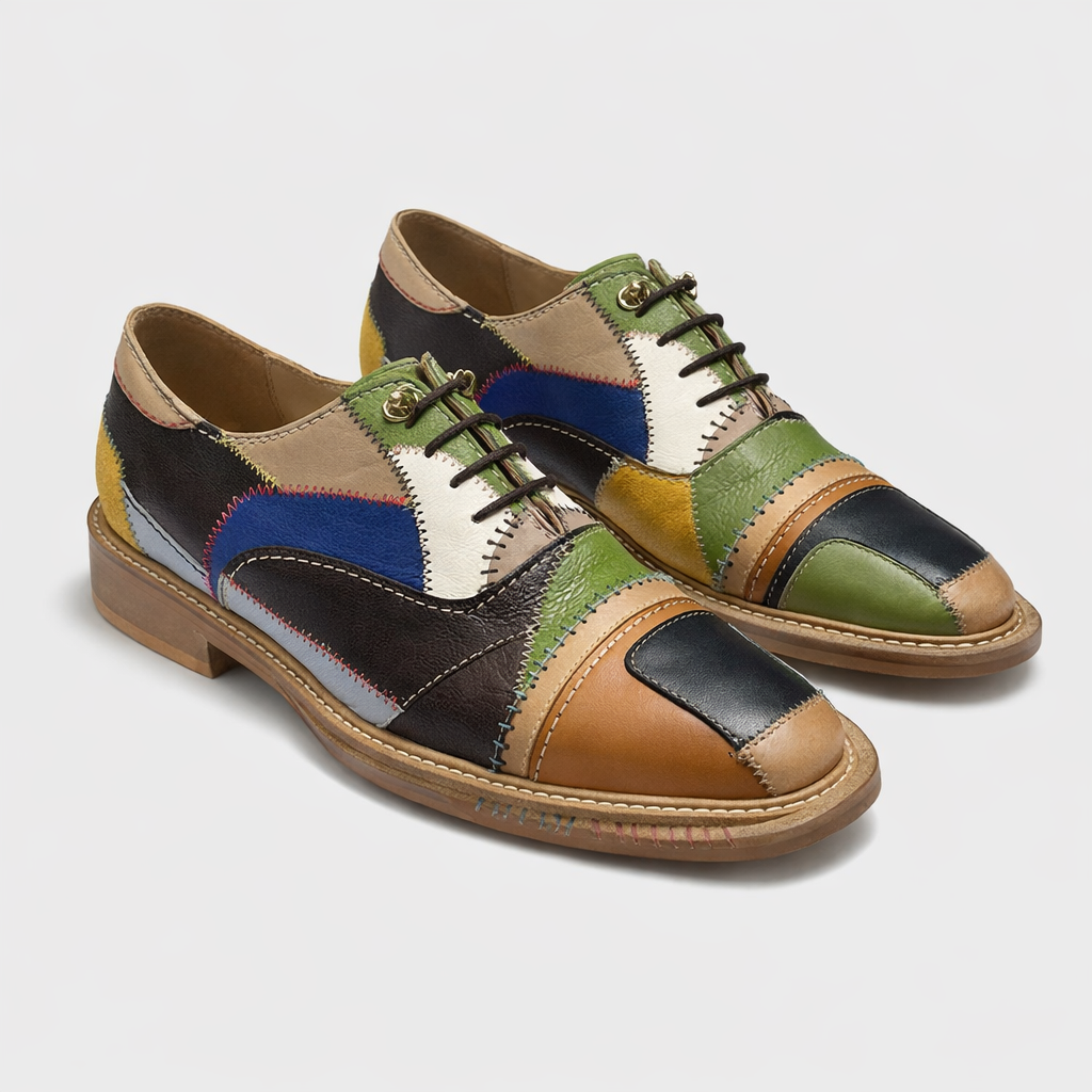 Multi-Panel Leather Patchwork Oxford