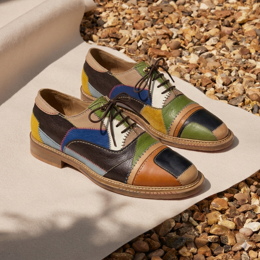 Multi-Panel Leather Patchwork Oxford
